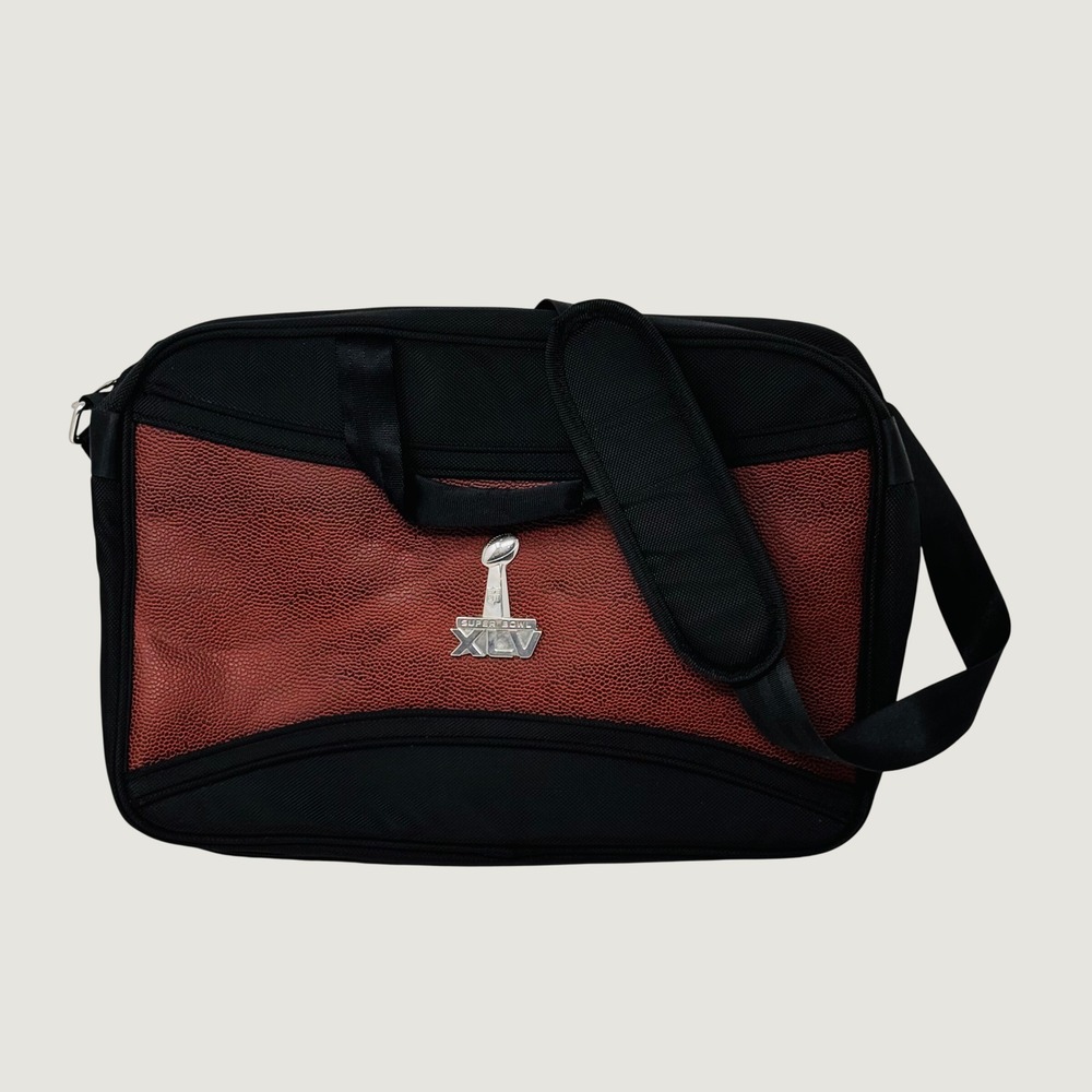NFL Messenger Bag Unisex OS Black Super Bowl XLV Football Texture Laptop Case